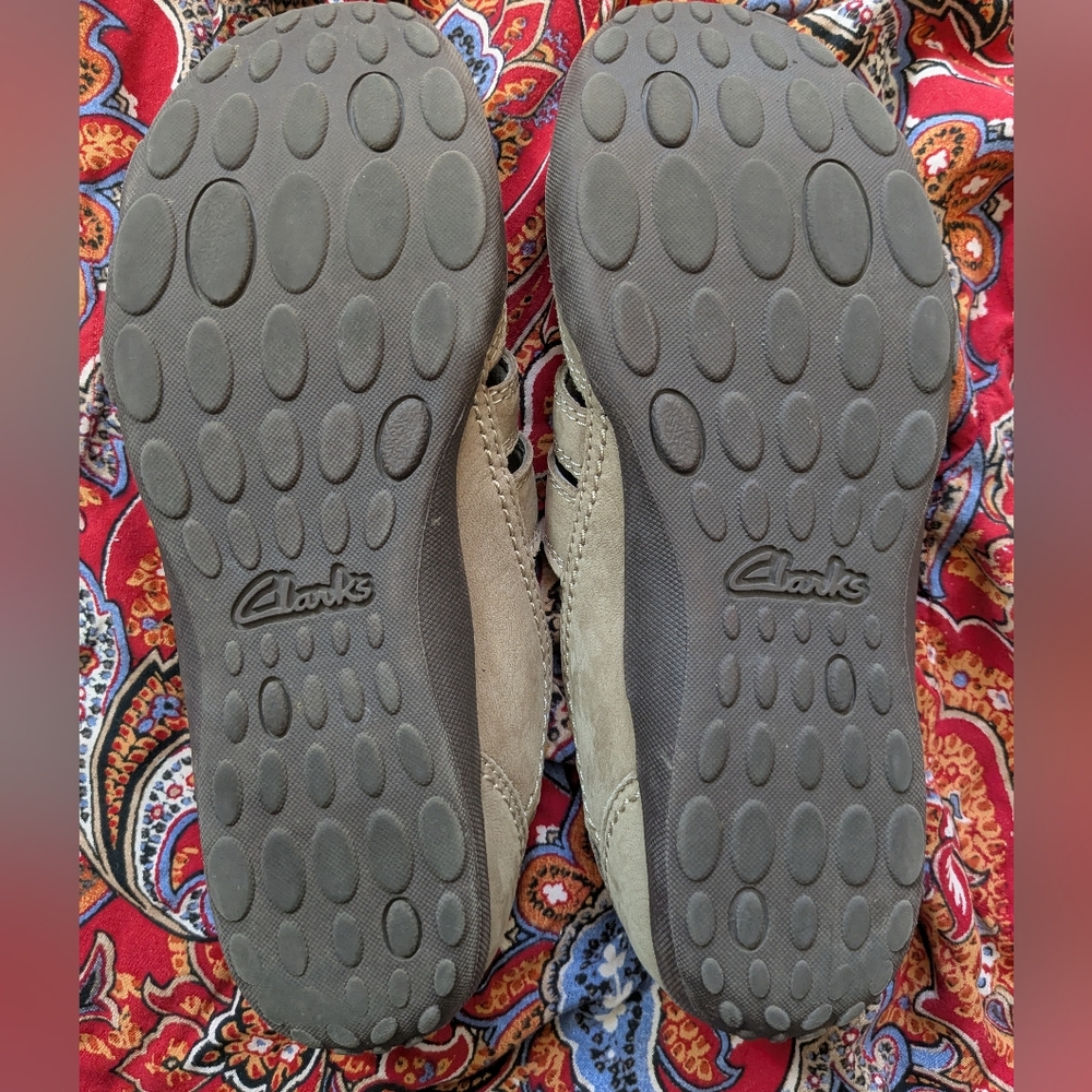 Clarks Tan Slip-On Loafers - Picture 8 of 9